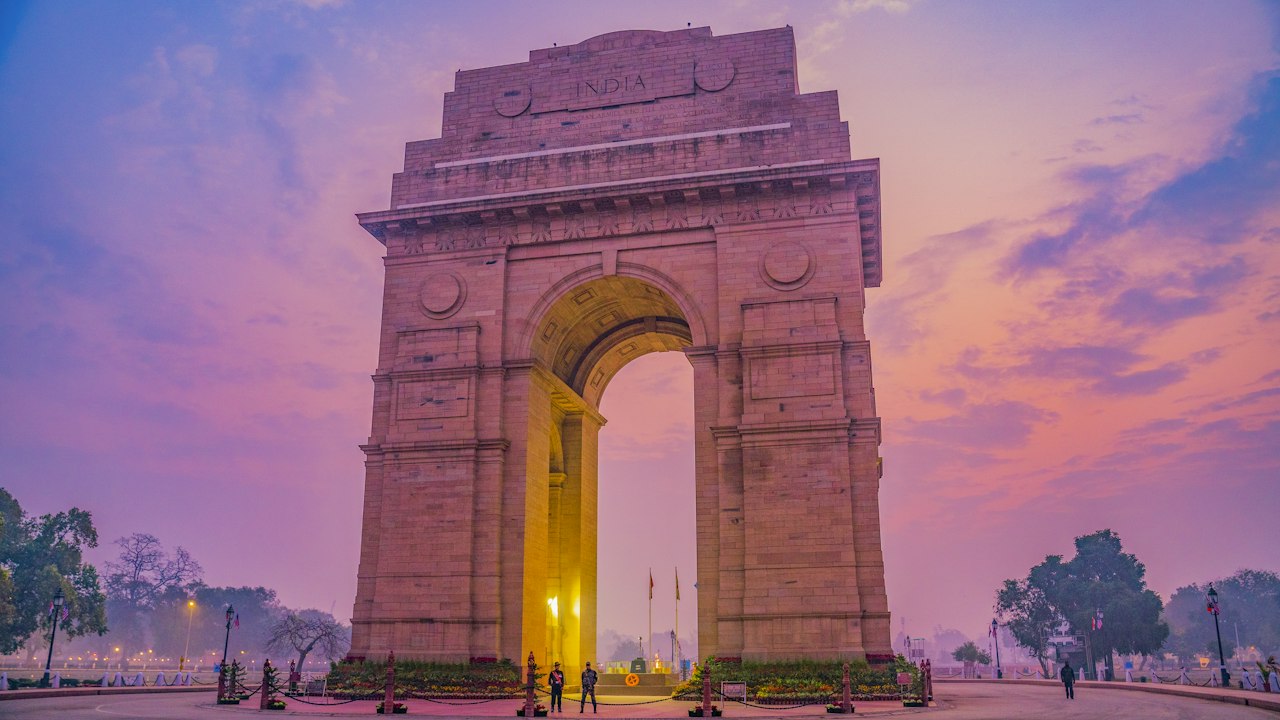 India Gate in New Delhi at sunset