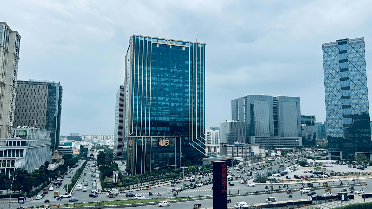 Modern office towers in Hyderabad