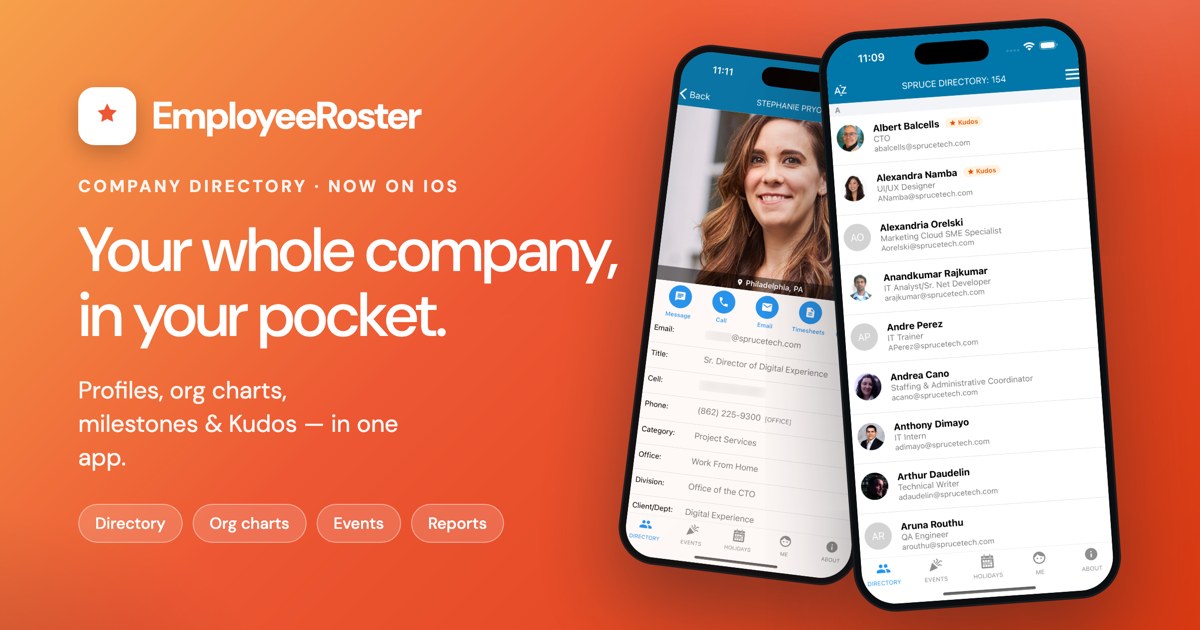 EmployeeRoster app on iPhone